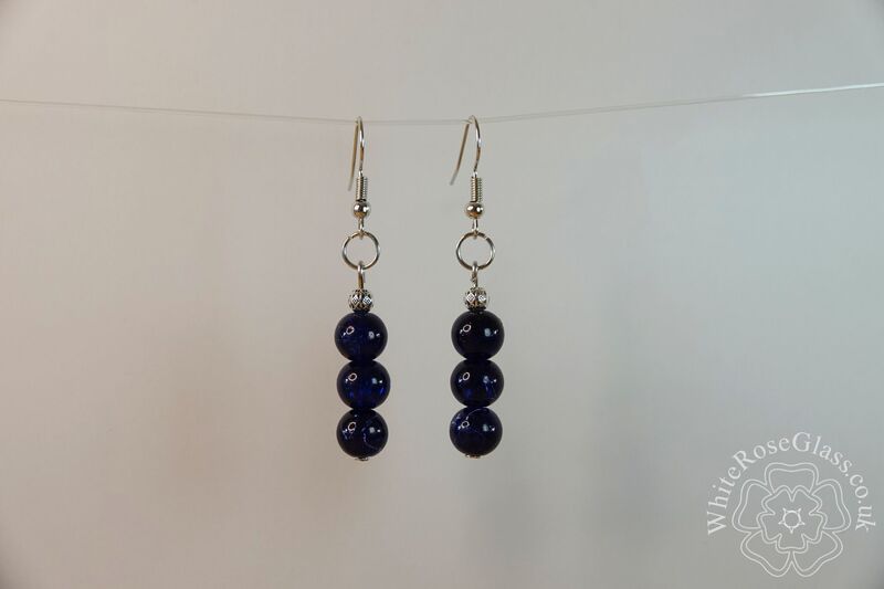 Earrings - Dark Blue Crackle Beds - product image  