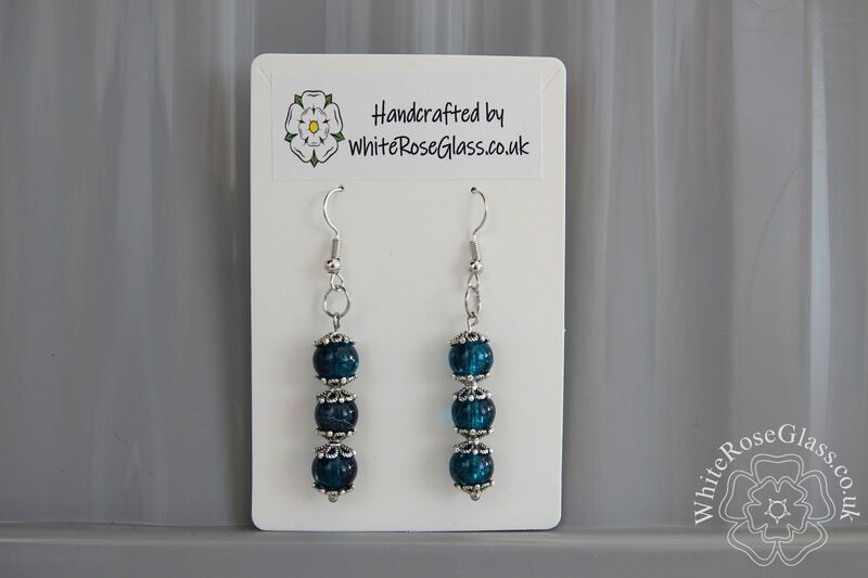 Earrings - Dark Turquoise + Flower Toppers - product image  