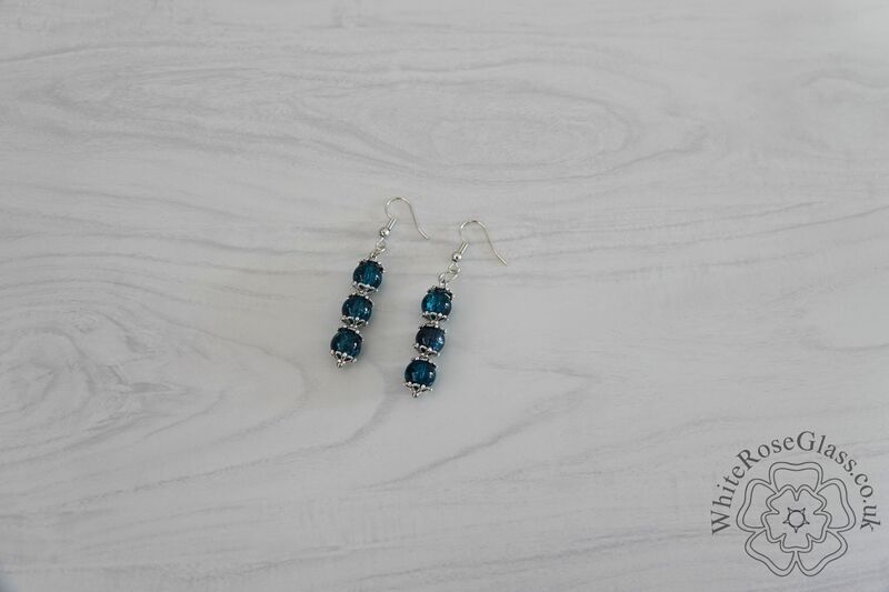 Earrings - Dark Turquoise + Flower Toppers - product image  
