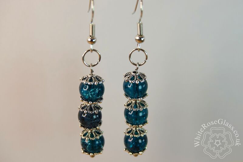Earrings - Dark Turquoise + Flower Toppers - product image  