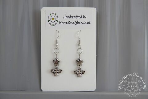 Earrings,-,Grey,Star,+,Bee,Charm,Jewellery, Gift, Home Decoration, Earrings