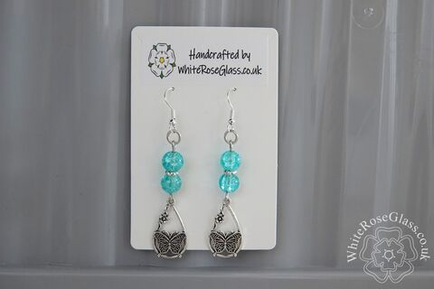 Earrings,-,Pale,Turquoise,+,Butterfly,Charm,Jewellery, Gift, Home Decoration, Earrings