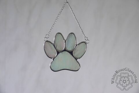 Pawprint,-,Pearl,White,Suncatcher, Gift, Home Decoration, Pawprint