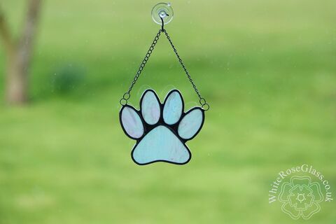 Pawprint,-,Pearl,White,Suncatcher, Gift, Home Decoration, Pawprint
