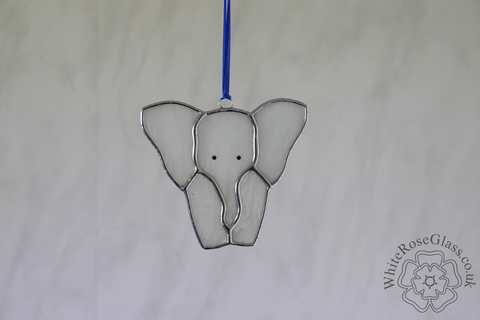 Elephant,-,Standing,Baby,Wispy,White+Clear, Suncatcher, Gift, Home Decoration