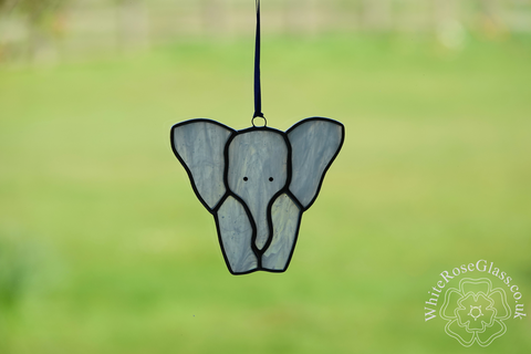 Elephant,-,Standing,Baby,Wispy,White+Clear, Suncatcher, Gift, Home Decoration