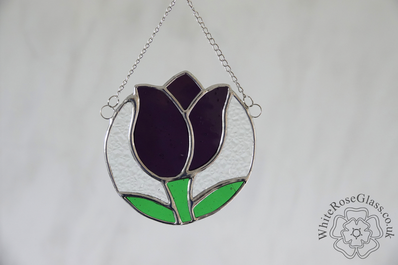 Tulip Flower Circle Purple Suncatcher - product image  