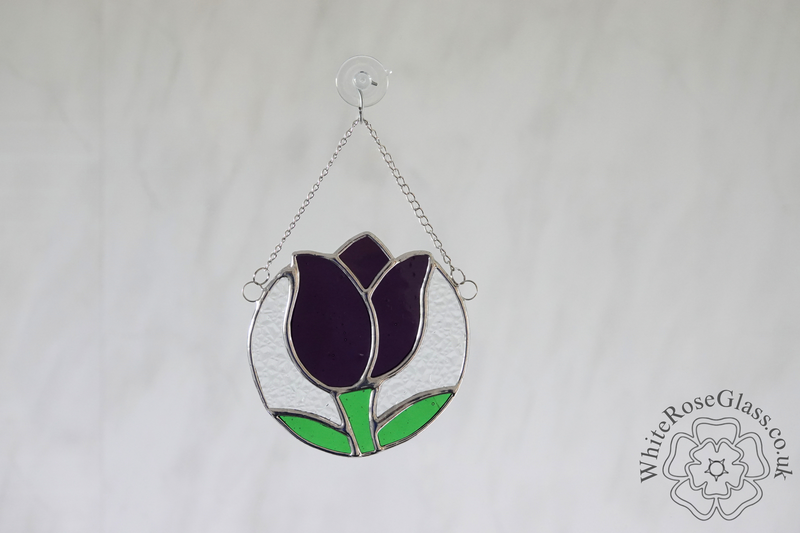 Tulip Flower Circle Purple Suncatcher - product image  