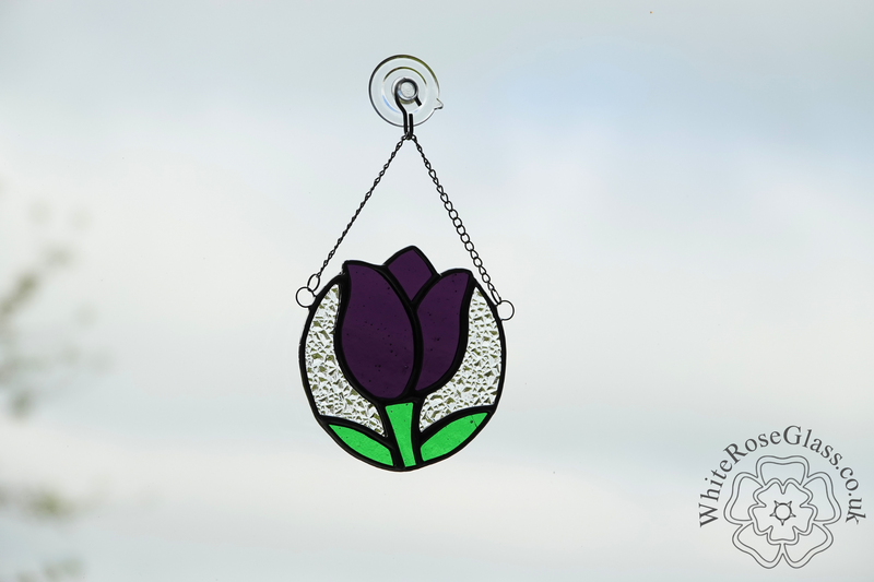 Tulip Flower Circle Purple Suncatcher - product image  