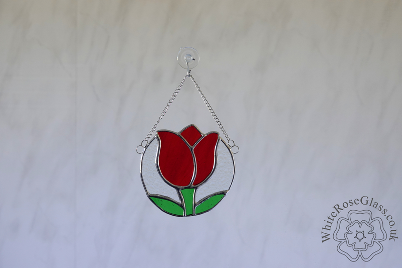 Tulip Flower Circle Red Suncatcher - product image  