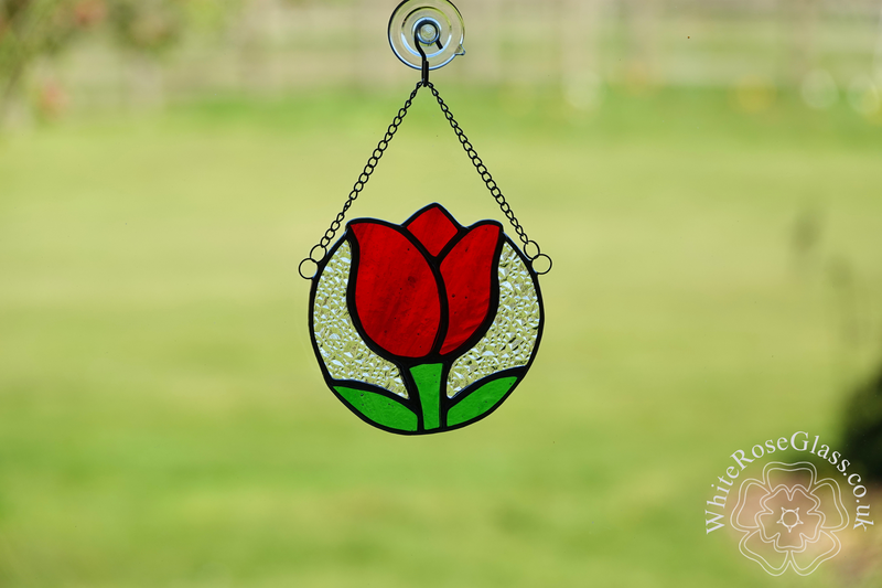 Tulip Flower Circle Red Suncatcher - product image  