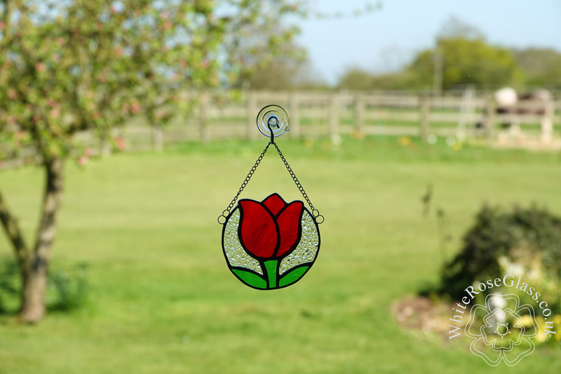 Tulip Flower Circle Red Suncatcher - product image  