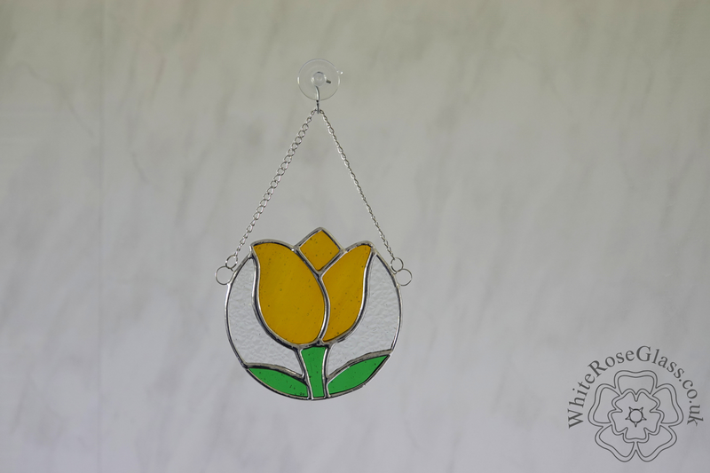 Tulip Flower Circle Yellow Suncatcher - product image  
