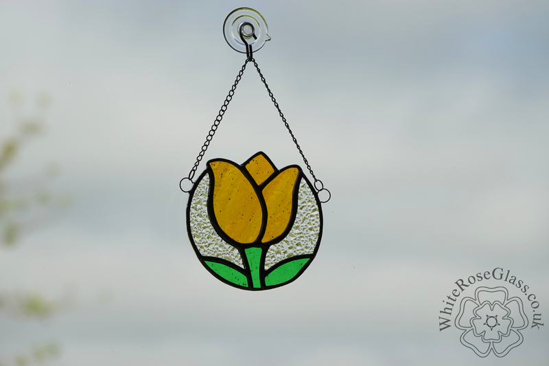 Tulip Flower Circle Yellow Suncatcher - product image  