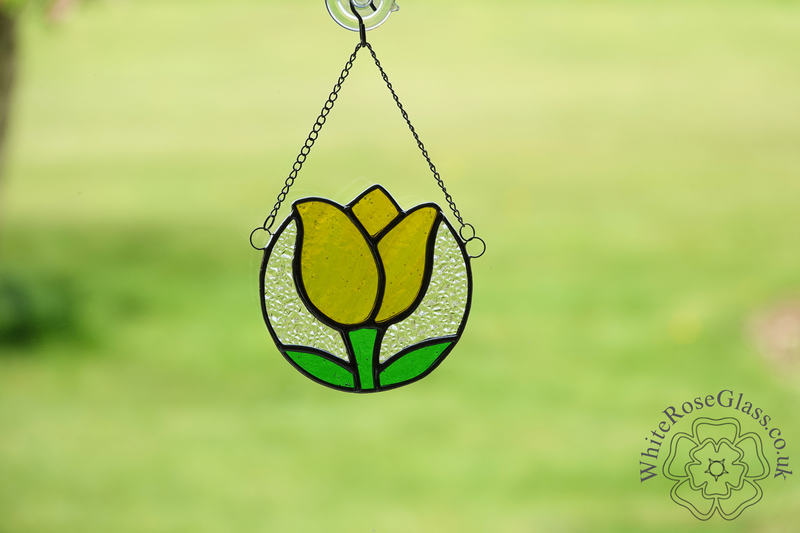 Tulip Flower Circle Yellow Suncatcher - product image  