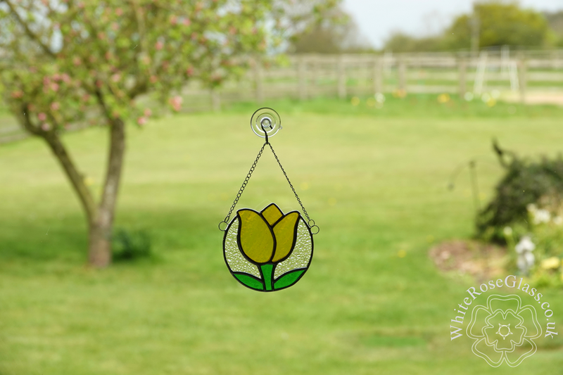 Tulip Flower Circle Yellow Suncatcher - product image  