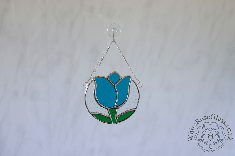 Tulip Flower Circle Blue Suncatcher - product image  