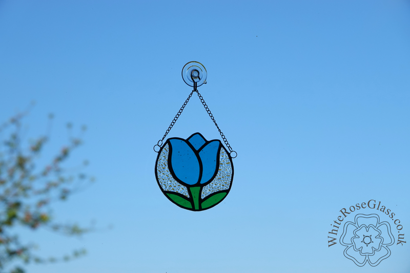 Tulip Flower Circle Blue Suncatcher - product image  