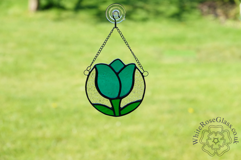 Tulip Flower Circle Blue Suncatcher - product image  