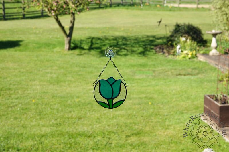 Tulip Flower Circle Blue Suncatcher - product image  
