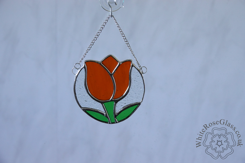 Tulip Flower Circle Orange Suncatcher - product image  
