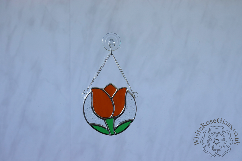 Tulip Flower Circle Orange Suncatcher - product image  