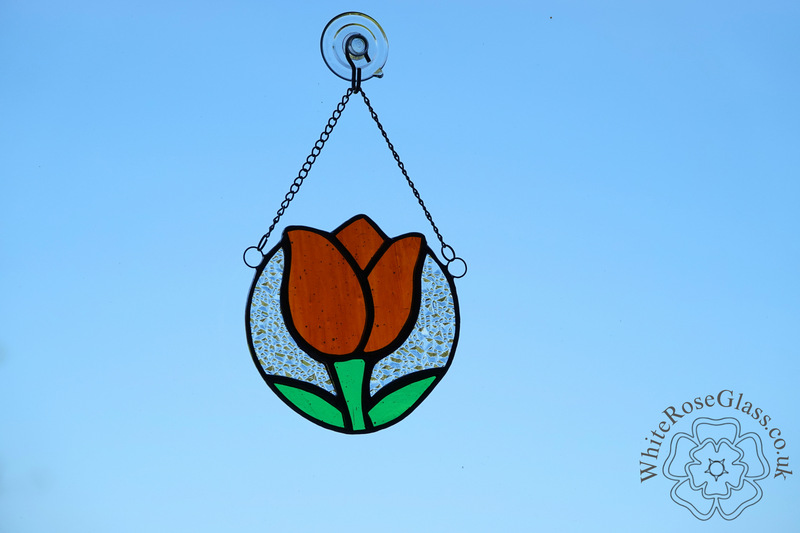 Tulip Flower Circle Orange Suncatcher - product image  