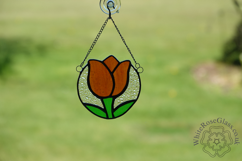 Tulip Flower Circle Orange Suncatcher - product image  