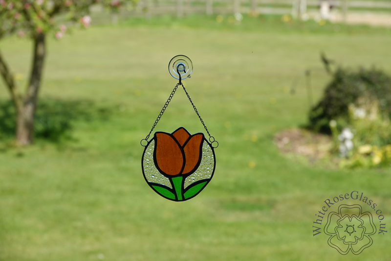 Tulip Flower Circle Orange Suncatcher - product image  