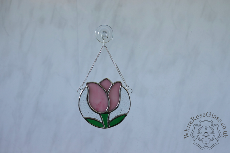 Tulip Flower Circle Pink Suncatcher - product image  