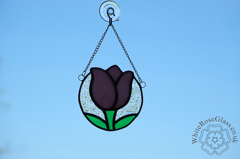 Tulip Flower Circle Pink Suncatcher - product image  