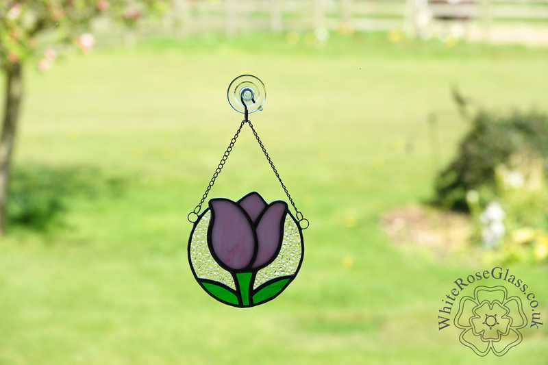 Tulip Flower Circle Pink Suncatcher - product image  