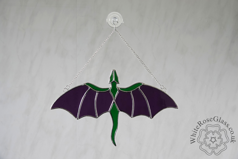 Dragon Flying Green + Purple Suncatcher - product image  