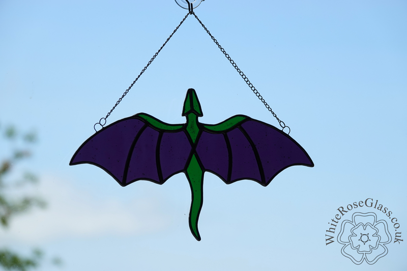 Dragon Flying Green + Purple Suncatcher - product image  