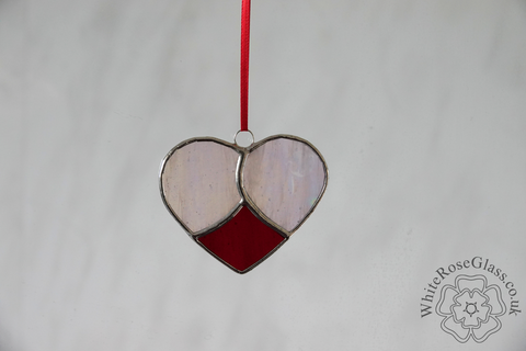 Heart,-,3-Piece,Curved,Pearl,White+Red,Suncatcher, Gift, Home Decoration, Heart
