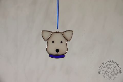 Dog,Head,+,Collar,-,Blue,Suncatcher, Hanger, Gift, Home Decoration, Dog, Puppy