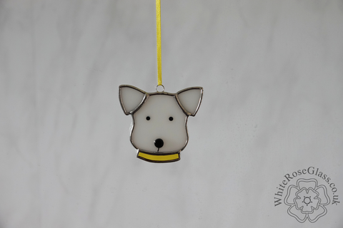 Dog,Head,+,Collar,-,Yellow,Suncatcher, Hanger, Gift, Home Decoration, Dog, Puppy