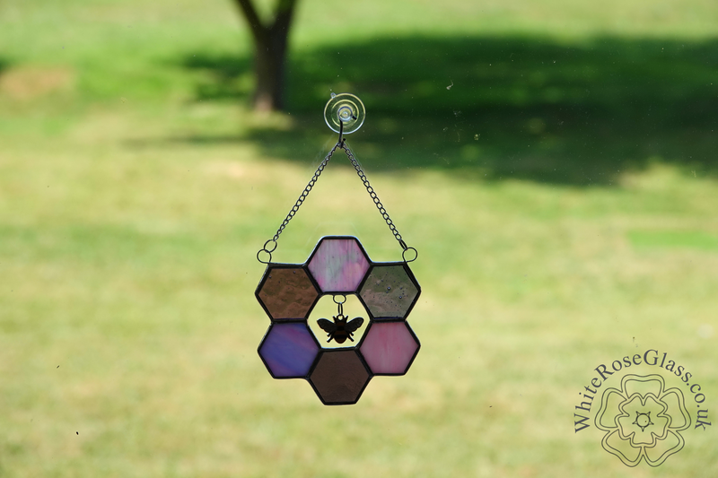 Honeycomb + Bee Pinks 6-Piece Circle Suncatcher - product image  