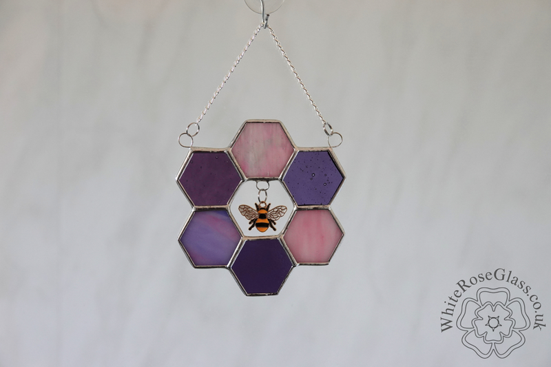 Honeycomb + Bee Pinks 6-Piece Circle Suncatcher - product image  
