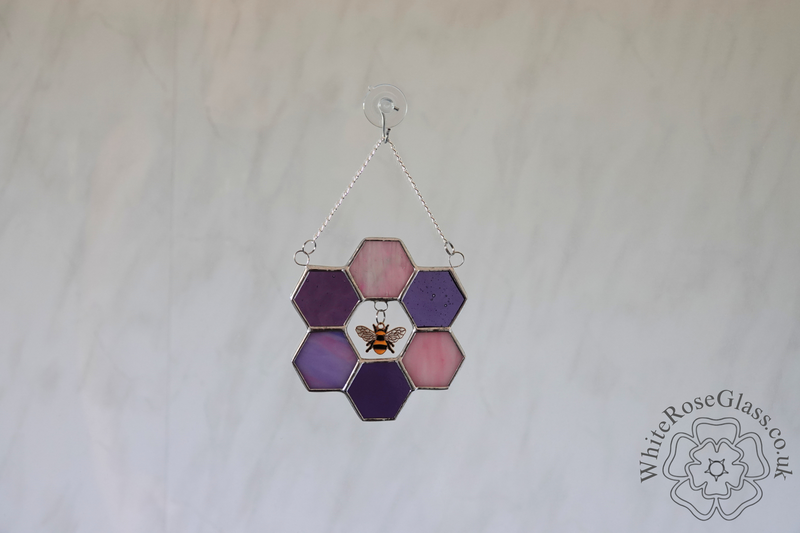 Honeycomb + Bee Pinks 6-Piece Circle Suncatcher - product image  