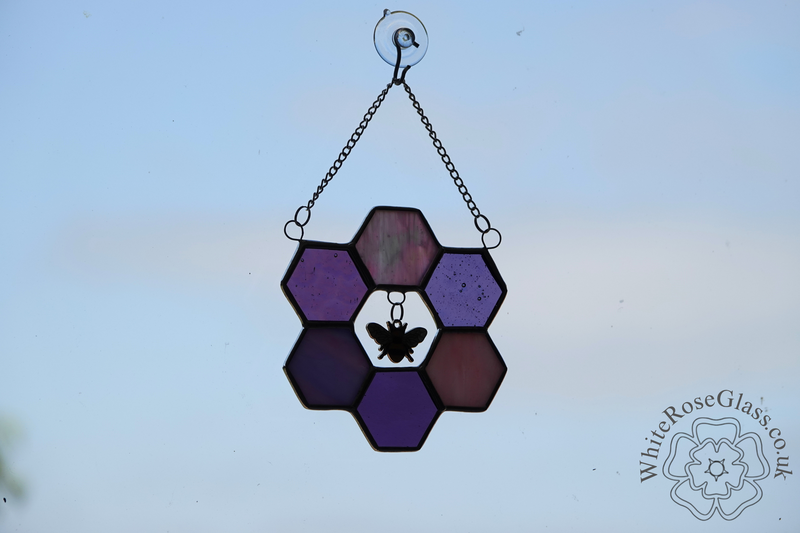 Honeycomb + Bee Pinks 6-Piece Circle Suncatcher - product image  