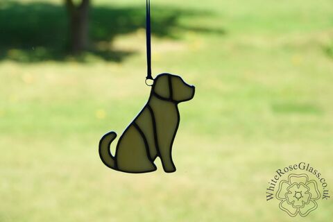Sitting,Yellow,Labrador,Dog,Suncatcher, Gift, Home Decoration, Puppy, Sitting Dog