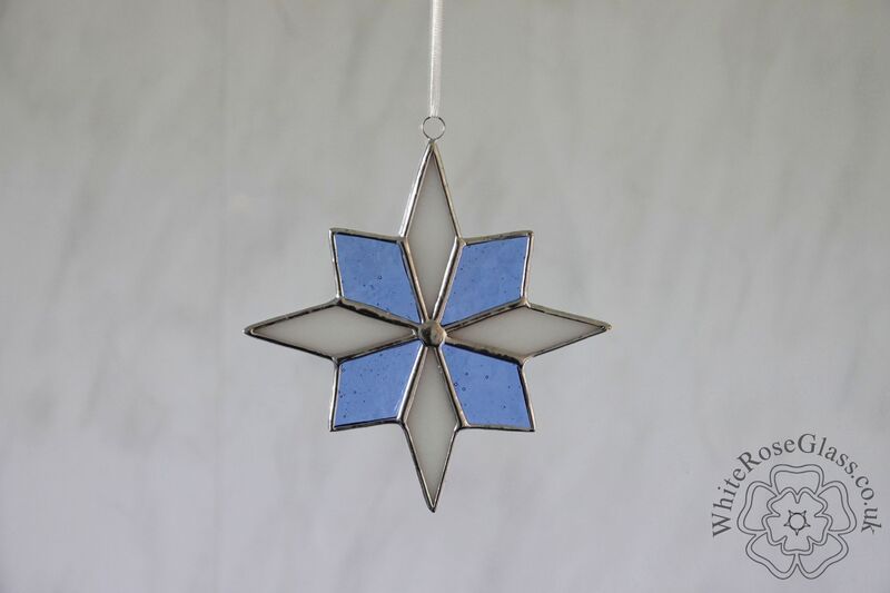 Star Snowflake White + Pale Blue Suncatcher - 8-Point - product images