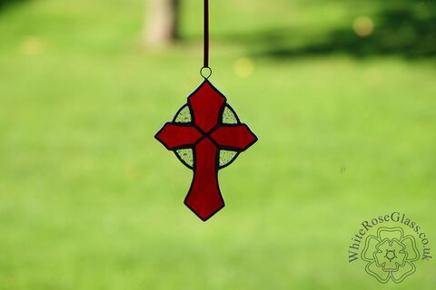 Cross,Red,Hanging,Suncatcher, Gift, Home Decoration, Cross