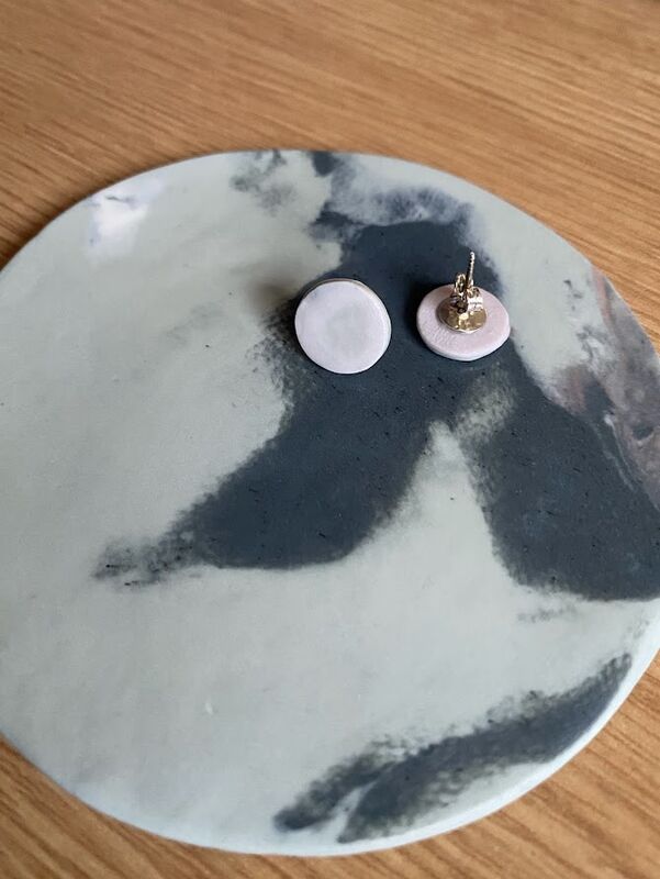 Sterling silver porcelain round studs - product image