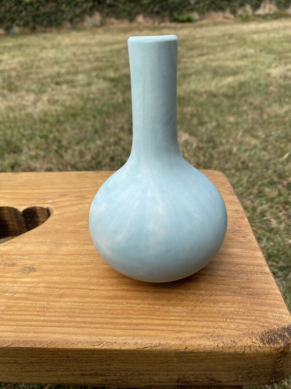 Light green and white marble Bud Vase unglazed - product image