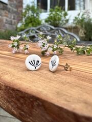 Daisy,Post,Earrings,earrings, handmade, porcelain