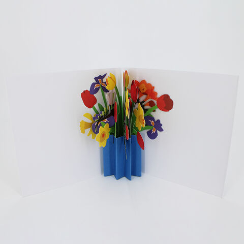 2toTango,-,Bouquet:,Spring,Blue,Vase,Pop Ups, Pop up greeting card, Pop up, 2toTango, Bouquet, Spring Blue Vase, Flowers