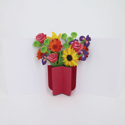 2toTango,-,Bouquet:,Iris,Rose,&,Gerbera,Red,Vase,Pop Ups, Pop up greeting card, Pop up, 2toTango, Bouquet, Spring Red Vase, Flowers. Rose, Iris