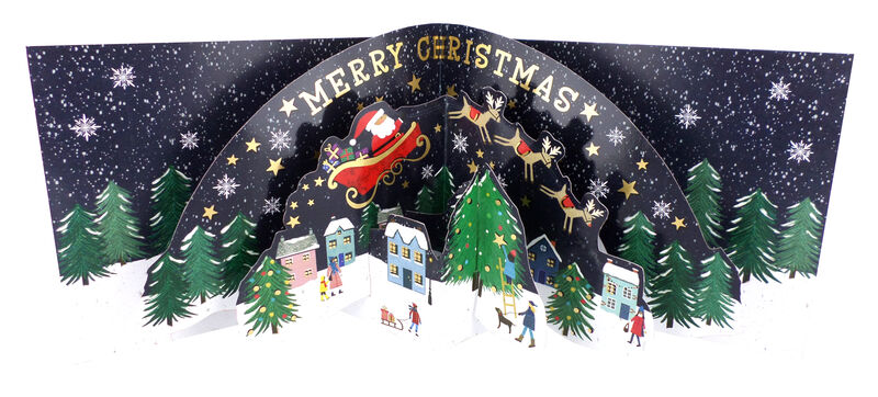 Second Nature 3D Cards (Paper Celebrations) - Santa Flying Over Village - product images  of 